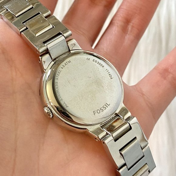 Fossil Women\'s Silver Rhinestone Watch with Pink Face, Stainless Steel Watch main image 5